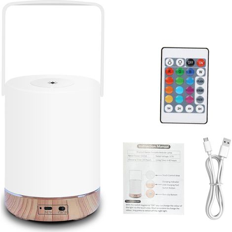 Tragbares LED-Nachtlicht, RGB-Touch-Lampe, 1800-mAh-Akku, Fernbedienung, 6 Helligkeitsstufen, 1/2/4/6-Stunden-Timer, farbwechselndes Stimmungslicht fürs Kinderzimmer (1/5)