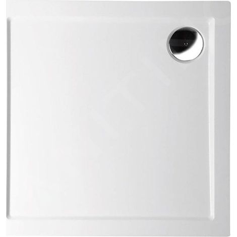 Receveur de douche carré AURA en marbre coulé 90x90cm, blanc (1/4)