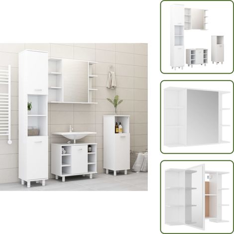 The Living Store Juego de muebles de baño 4 pzas madera de ingeniería blanco - Armarios de baño