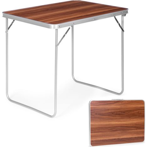 Mesa turística, mesa de picnic, tapa plegable, 80x60 cm, madera