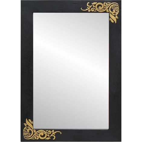 Miroir De Salle De Bain Noir Et Argent 70 x 50 x 2,5 cm, Cadre En Manguier Massif (1/4)