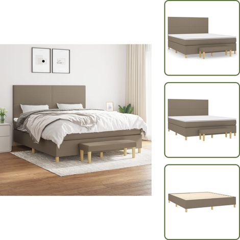 Letto con materasso a molle insacchettate - vidaXL Giroletto a Molle con Materasso Tortora 160x200 cm in Tessuto - Letto con coprimaterasso