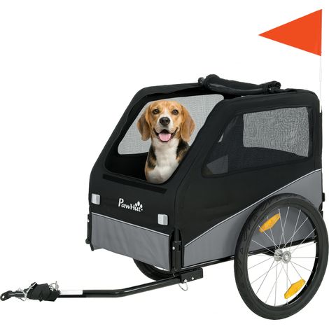 "PawHut Dog Bike Trailer for Small & Medium Pets with 20"" Rubber Wheels, Grey"