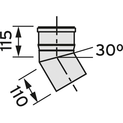 Vaillant Coude 30 degrés (2 pièces) pour conduit d'évacuation des gaz rigide DN 130, PP, 0020042767