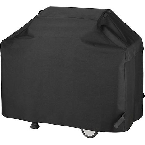 Housse de barbecue 100x60x150 cm, noire, imperméable, résistante aux intempéries et aux UV, anti-décoloration, avec sangle velcro réglable, protection pour gril à gaz (1/5)