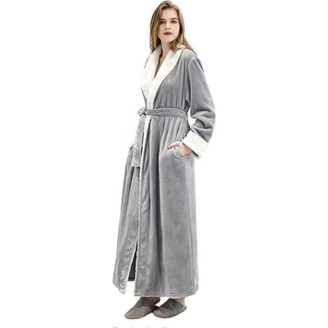 NetBoat Longue Peignoir Femme Robe de Chambre Chaud Hiver Flanelle Peignoir de Bain ---L(55KG-80KG) (1/4)