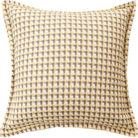 Taie d'oreiller simple à carreaux jaune mangue 30x50 Taies d'oreiller en coton et lin à motif pied-de-poule, coussins de tête de lit, coussins de dossier, coussins de salon, housses de coussins de can (1/5)