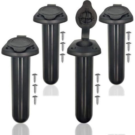 Portacanna da pesca incassato per kayak con coperchio, accessori da pesca in plastica, attrezzi per canne da pesca per kayak e canoa, 4 pezzi