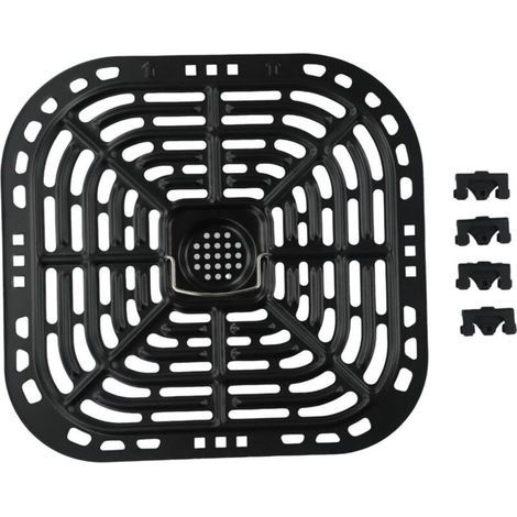 Poêle de rechange antiadhésive en acier au carbone avec conception perforée pour une répartition uniforme de la chaleur et protections en silicone (1/4)