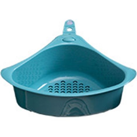 Panier de vidange triangulaire pour évier de cuisine, stable et à drainage facile, bleu