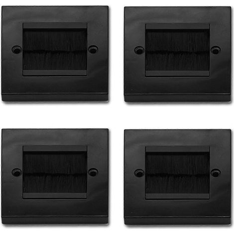4 pièces Flush brosse mur Plaque brosse Simple 1 Gang mur Outlet câble Entry Plaque Tidy support de fixation Face Plaque mur Plaque noir (1/4)