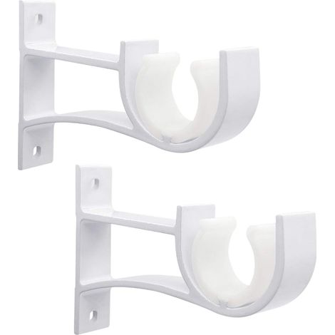 Support Double Pour Rideau - Acier Solide 10 mm - Fixation Murale - Convient Tous Types de Barres - Lot de 2 (1/5)