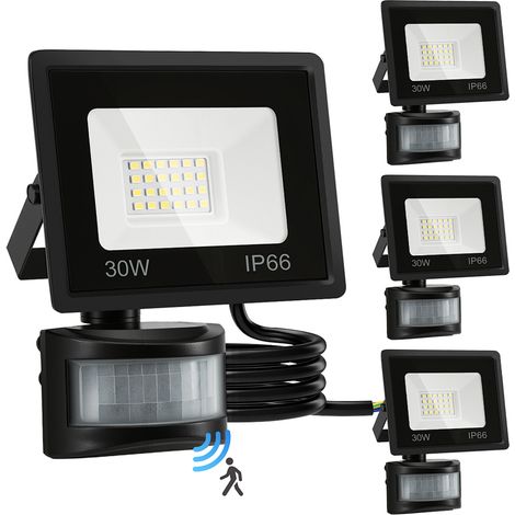 TolleTour Proiettore LED da Esterno 4X30W con Sensore di Movimento – Impermeabile IP66, Faro Giardino 6000K Luce Bianca Fredda