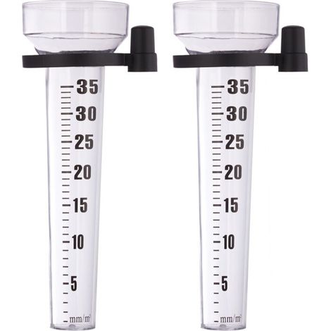 Lot de 4 pluviomètres, à fixation, Compteur pour le jardin, gros affichage, 35 mm/m², plastique, transparent (1/5)