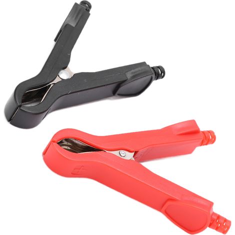 Lot de 2 pinces de test U58 30A en laiton nickelé avec capuchon de protection ABS, rouge et noir. (1/5)