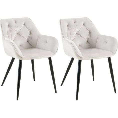 Lot de 2 chaises de salle à manger avec revêtement en velours gris clair cadre métal noir style moderne et contemporain 100006560 (1/4)