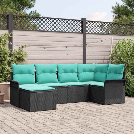 vidaXL Set Divano da Giardino con archiviazione 6 pcs Nero polyrattan (1/5)