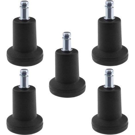 5pcs Chaise de Bureau Roues Bouchon Remplacement Chaise de Bureau Roulettes Pivotantes Accessoires de Mobilier de Bureau 11x22mm, Noir (1/5)