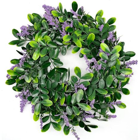 Couronne artificielle de porte, panneau de bienvenue, décoration de jardin, couronne de lavande suspendue, couronne de fleurs artificielles pour la cour-AquaForge (1/5)