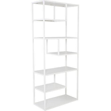 Étagère Bibliothèque 6 Niveaux "Staal" 190cm Blanc (1/5)