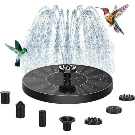 PA Fontaine solaire d'extérieur . bain d'oiseaux solaire avec 6 buses . fontaine de jardin solaire d'extérieur pour bain d'oiseaux . fontaine de jardin . étang . décoration de jardin . piscin (1/5)