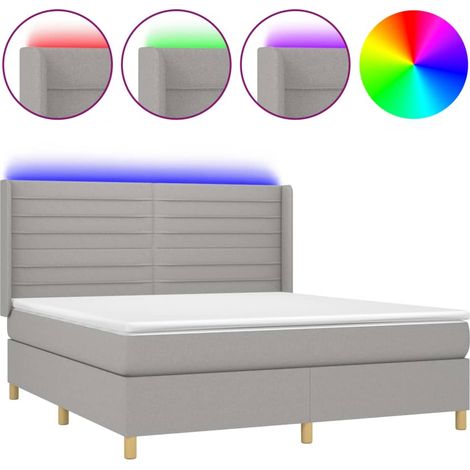 Maison Exclusive - Letto a Molle Materasso e LED Grigio Chiaro 180x200 cm Tessuto (1/5)