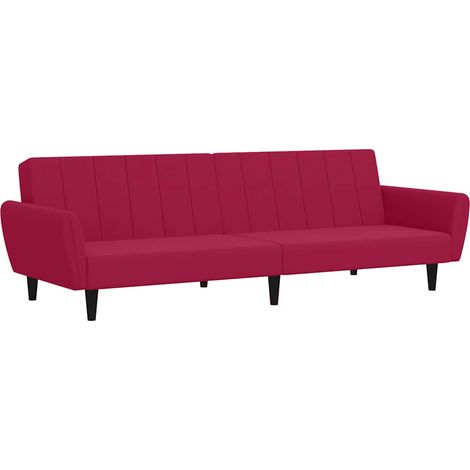Canapé Sofa-lit 2 places rouge bordeaux velours (1/5)