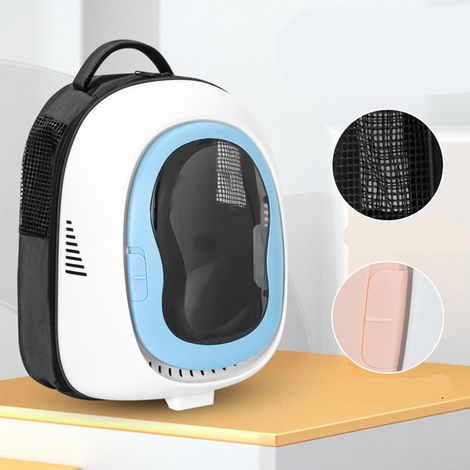 Sac à dos pour chat, grand espace, respirant, Vision large, Portable, sac de transport pour animaux de compagnie, avec serrures de sécurité pour chien, bleu (1/5)