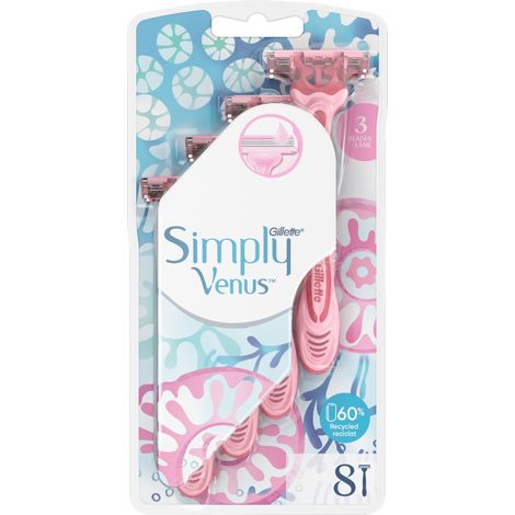 Maquinilla de afeitar desechable Gillette Simply Venus para mujer (paquete de 8) (1/5)