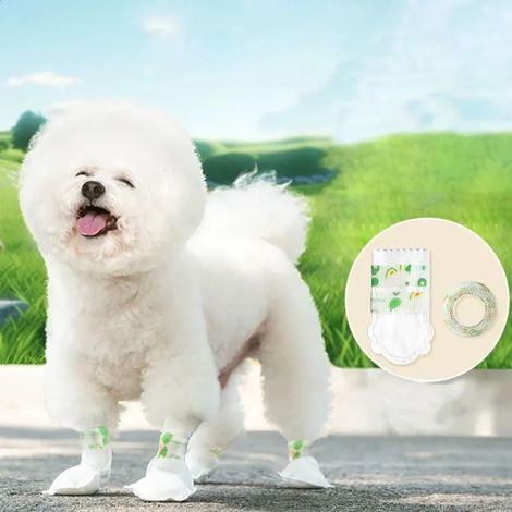 Surchaussures jetables pour chiens (20 pièces) – Imperméables et antidérapantes – Protection des pattes – Conviennent aux petits chiens (7,5–17,5 kg) – Idéales par temps de pluie et dans la boue