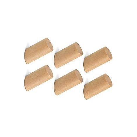 6-teiliger Wandhaken aus Holz, zylindrischer Holzhaken, inklusive 6 Schrauben, zum Aufhängen von Kleidung, Hüten und Schals, geeignet für Schlafzimmer, Flur und Wohnzimmer.