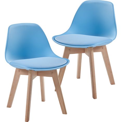 Kinderzimmerstuhl Elvdal 2er Set gepolstert Himmelblau [en.casa]