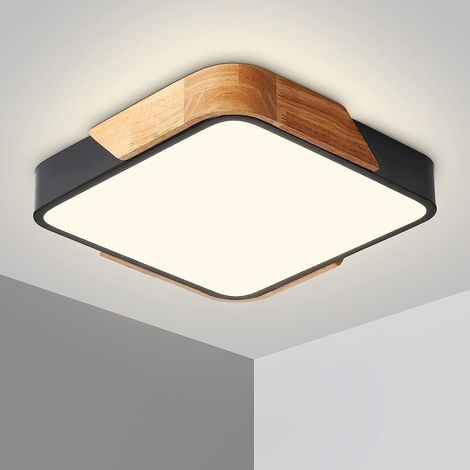 Plafonnier LED 18W Lampe Plafond Réglable Luminaire Salle de Bain Carré Ultra Mince Moderne pour Maison Bureau Chambre Salon Cuisine Balcon Couloir, Noir 30 cm (1/5)