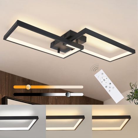 GBLY Deckenlampe LED Deckenleuchte Dimmbar mit Fernbedienung 40W Schwarz Wohnzimmerlampe aus Metall Modern Design Schlafzimmerlampe Küchenlampe für Schlafzimmer Esszimmer Wohnzimmer Arbeitszimmer