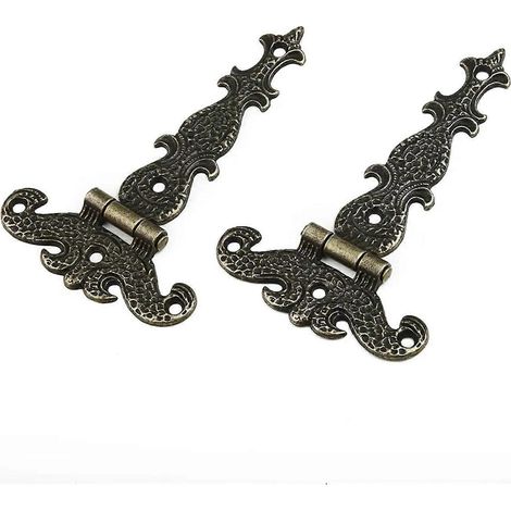 Lot de 2 charnières de meuble à paumelle en alliage de zinc bronze vintage (1/5)