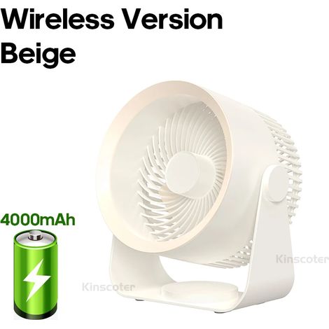 (Beige, version à piles) Ventilateur de circulation électrique multifonctionnel, sans fil et portable pour la maison, silencieux (1/5)