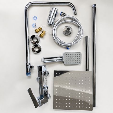 Ensemble de douche électroplaqué 3 jets avec barre d'extension de 30 cm en cuivre, 78 × 37,2 × 15 cm, 4,5 kg – Livraison gratuite