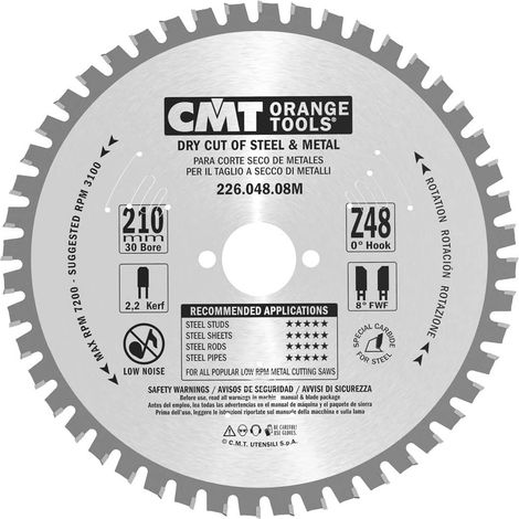 226.048.08M SIERRA CIRCULAR PARA METALES 210X2.2X30 Z=48 FWF (1/5)