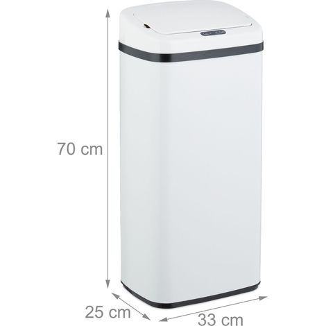 Pattumiera automatica design moderno cucina 70 x 33 x 25 cm apertura senza contatto in acciaio bianco 130016669