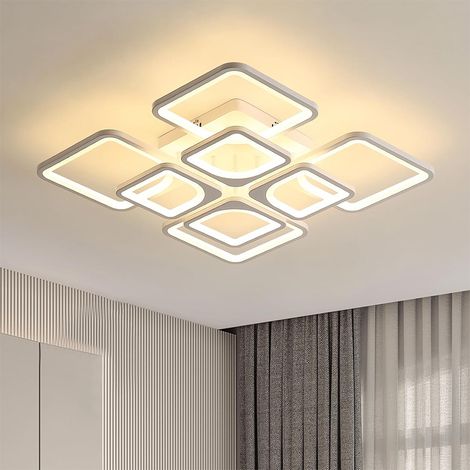 Plafonnier carré LED 90W, Luminaire de plafond haute puissance avec variateur d‘intensité – Idéal pour salon, chambre, cuisine, salle à manger, bureau – Éclairage principal pour grandes pièces (1/4)