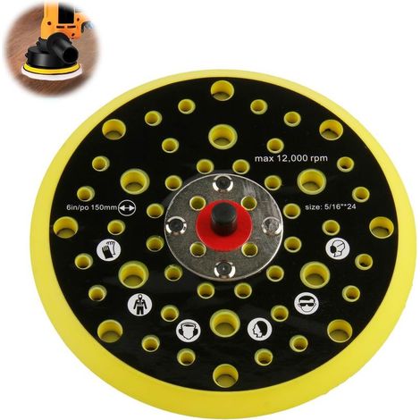 Plateau Ponceuse à 52 Trous, Patin de Ponçage 150mm, Disque de Ponçages pour Mirka CEROS DEROS à Filetage 5/16 pouces 150mm 52 Trous Base Disque de PonCage Plateau de Support kit d'adaptation (1/5)