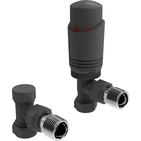 Angled Thermostatic Radiator Valve Pack Anthracite