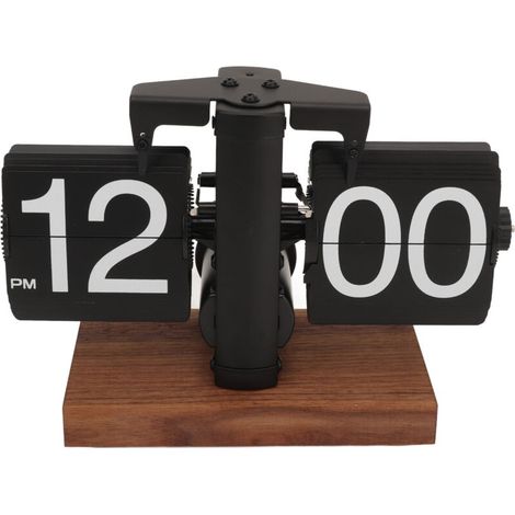 Horloge numérique rabattable rétro, rotation automatique, horloge mécanique à piles, pour la maison, la chambre à coucher, la décoration du bureau, noire (1/5)
