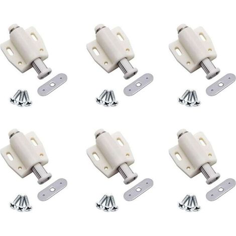 6 pièces loquets magnétique à déblocage Déclenchement par pression Attrape, Les Portes de L'amortisseur de Portes D'armoire à Poussoir Serrure de Porte Pour Ouvrir Les Loquets.(Beige) (1/5)