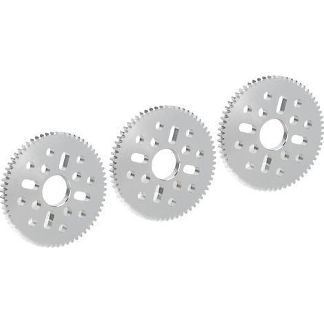 Jeu de 3 engrenages cylindriques à denture droite, 4 trous longs, 12 trous ronds, module de 0,8 mm, alésage central de 14 mm, épaisseur de 4 mm, 4312-0414-0066 (1/5)
