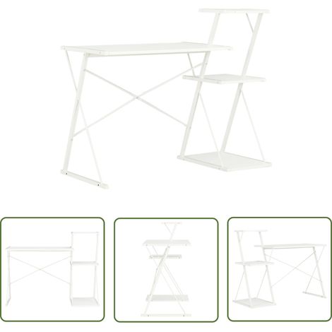 INLIFE Bureau avec étagère Blanc 116x50x93 cm (1/5)