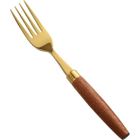 Fourchette De Service - Acier Inoxydable 304 - Poignée En Bois Shabili - Usage Cuisine Et Table - Lot De 4 (1/5)