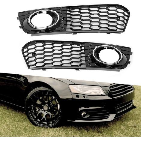 Front-Nebelscheinwerfergitter mit Chromrahmen für Audi A4 B8 2009-2011, Paar Scheinwerferrahmen, galvanisierte Ausführung, einfacher Austausch. (1/5)