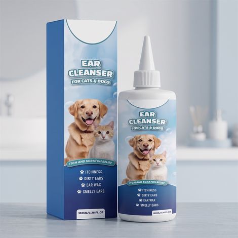 Cat and dog ear cleaner, gently cleans and removes odors from pet ears, providing comfortable daily care -- 100ML (1/5)