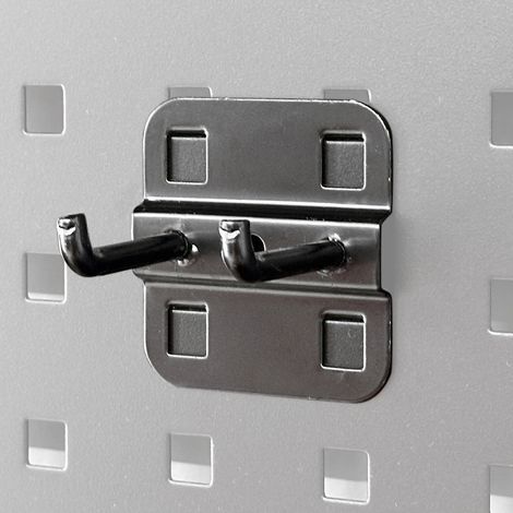 Gancio doppio dritto 50 mm SOGI ARR-2GAN-50 per pannelli porta attrezzi - compatibile con arredo officina ARR-OFF (1/3)